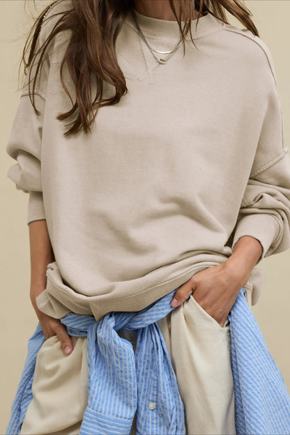 Damen Oversize Sweatshirt Rundhals Locker Geschnitten