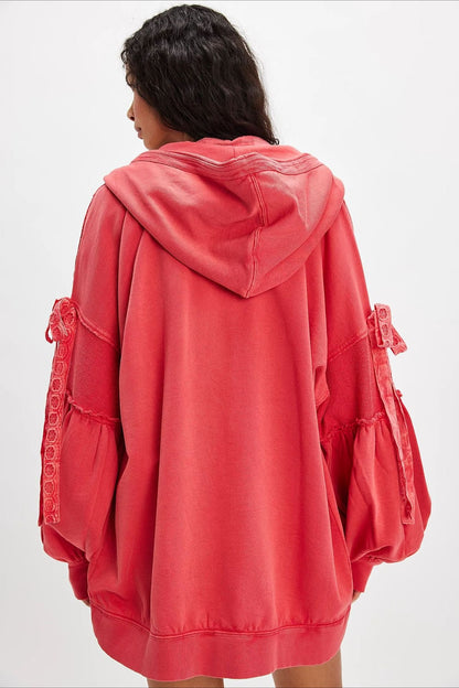 Damen Zip-Hoodie mit Kapuze und Reißverschluss in Frontalansicht