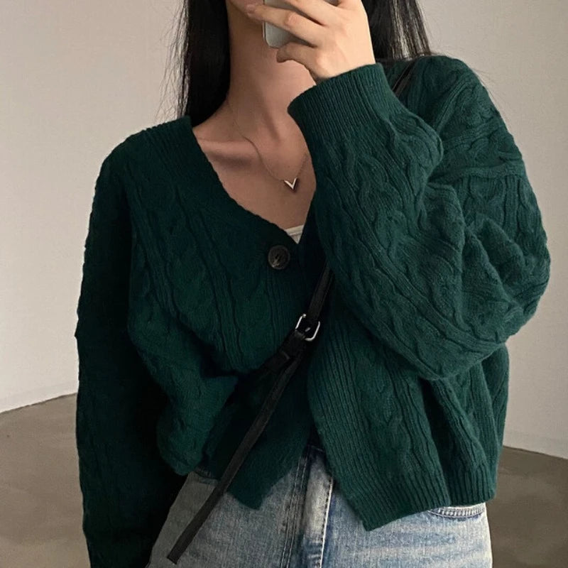 Damen Strickpullover mit V-Ausschnitt und lockerem Sitz