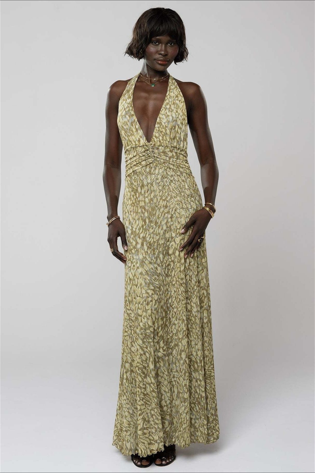 Damen Maxikleid Mit Print Und Rückenfreiem Schnitt