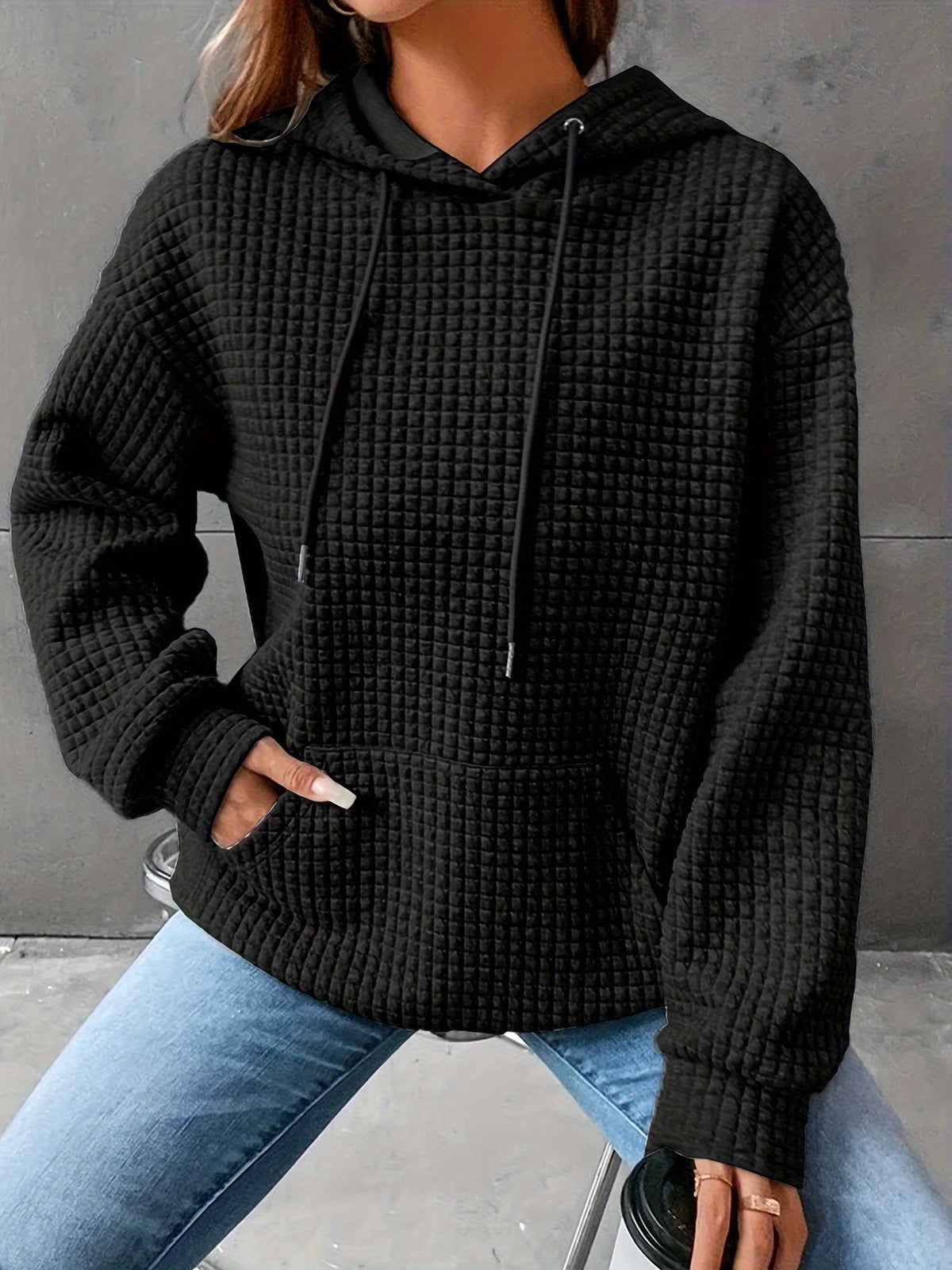 Lässiger Hoodie für Damen mit strukturierter Oberfläche