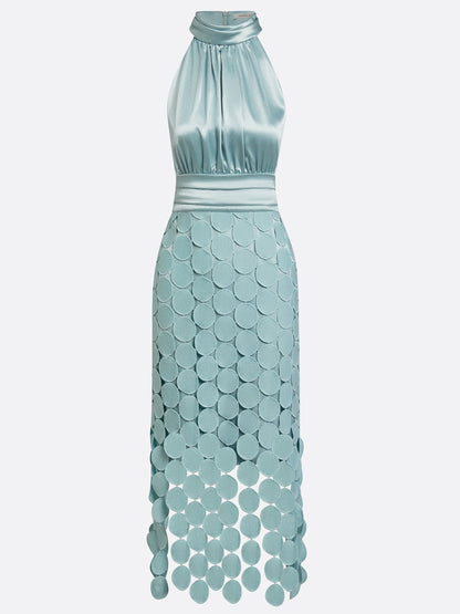 Damen Midikleid mit Halterneck und Satinoptik für festliche Anlässe