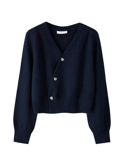 Damen Kaschmir V-Ausschnitt Locker Gestrickter Cardigan