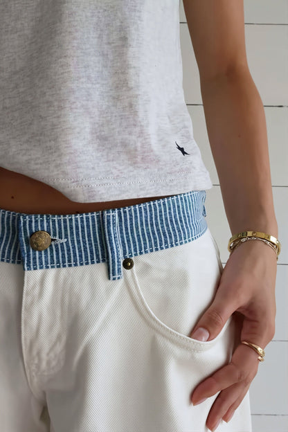 Damen Straight-Leg-Hose mit Kontrastband seitliche Ansicht