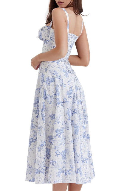 Florales Bustier-Midriff-Cutout-Bodycon-Kleid