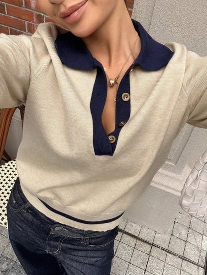 Damen Strickpullover mit Farbblock und Rollkragen, tailliert