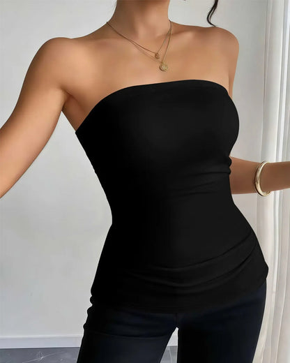 Damen Tube Top Einfarbig Ärmellos