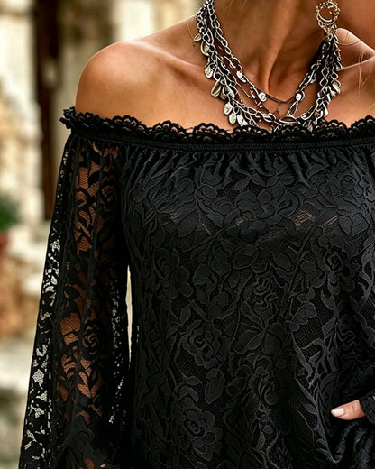 Off-Shoulder-Top für Damen mit langen Ärmeln in stilvoller Ansicht