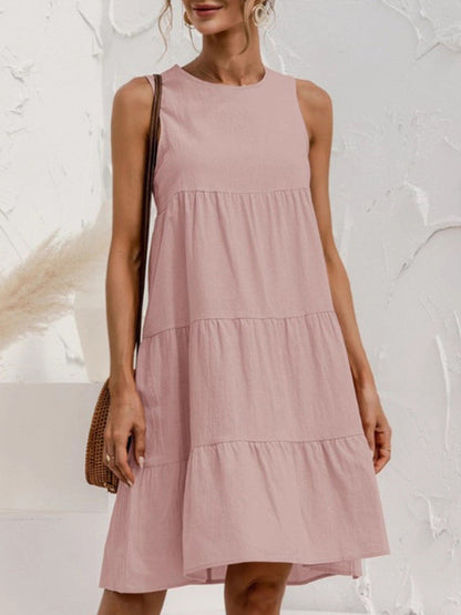 Damen Minikleid in A-Linie mit lockerem Schnitt aus seitlicher Ansicht