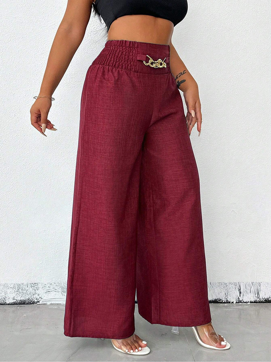 Weite Damenhose in Unifarbe als stilvolle Alltagsmode