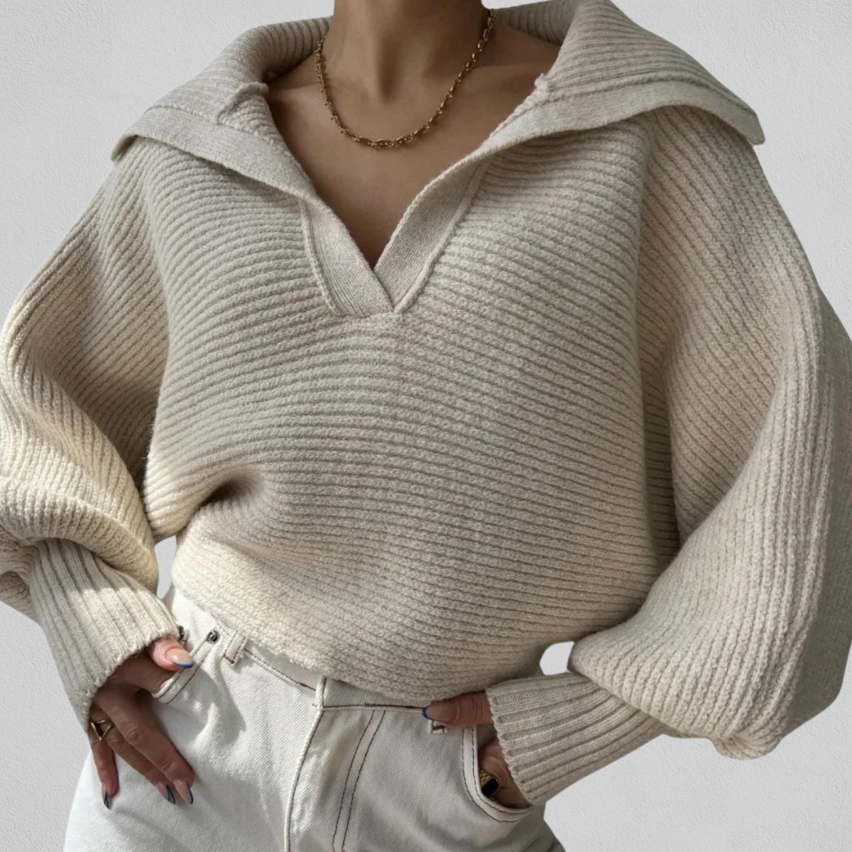Pullover für Damen mit lässiger Silhouette und V-Ausschnitt