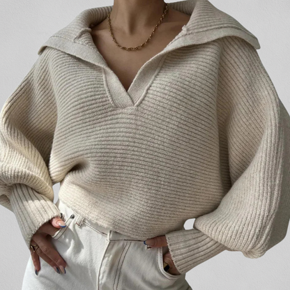 Pullover für Damen mit lässiger Silhouette und V-Ausschnitt