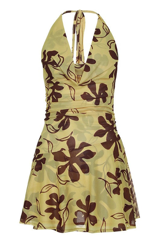 Damen-Minikleid mit floralem Print als sommerlicher Gesamtlook