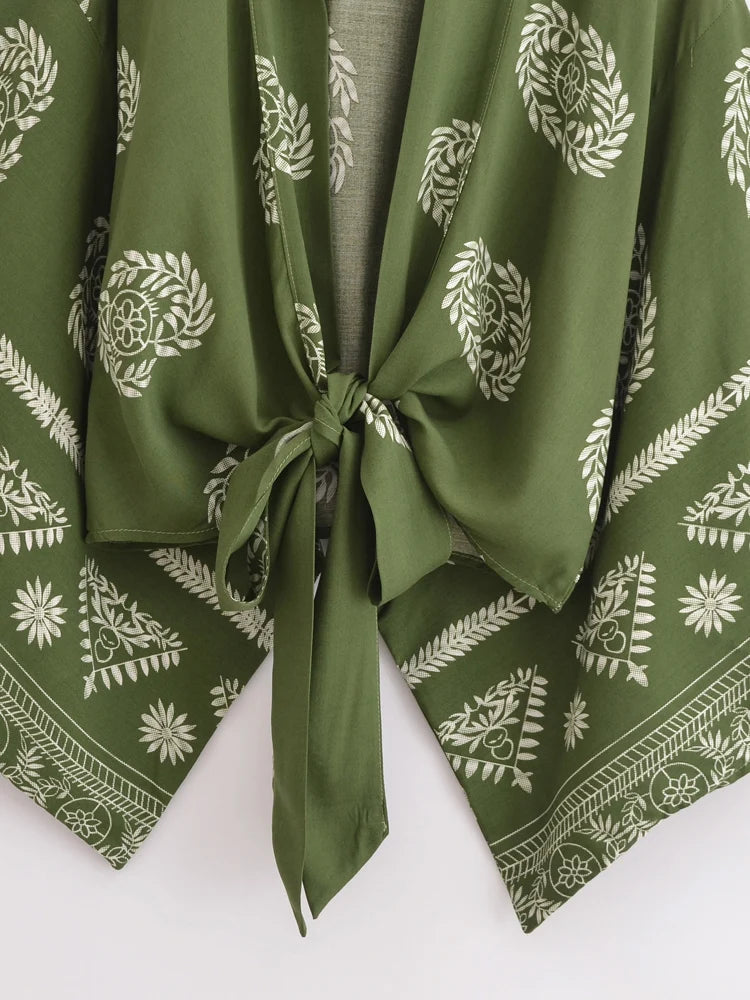 Damen Baumwolle Viskose Blumendruck Kimono Strandüberwurf