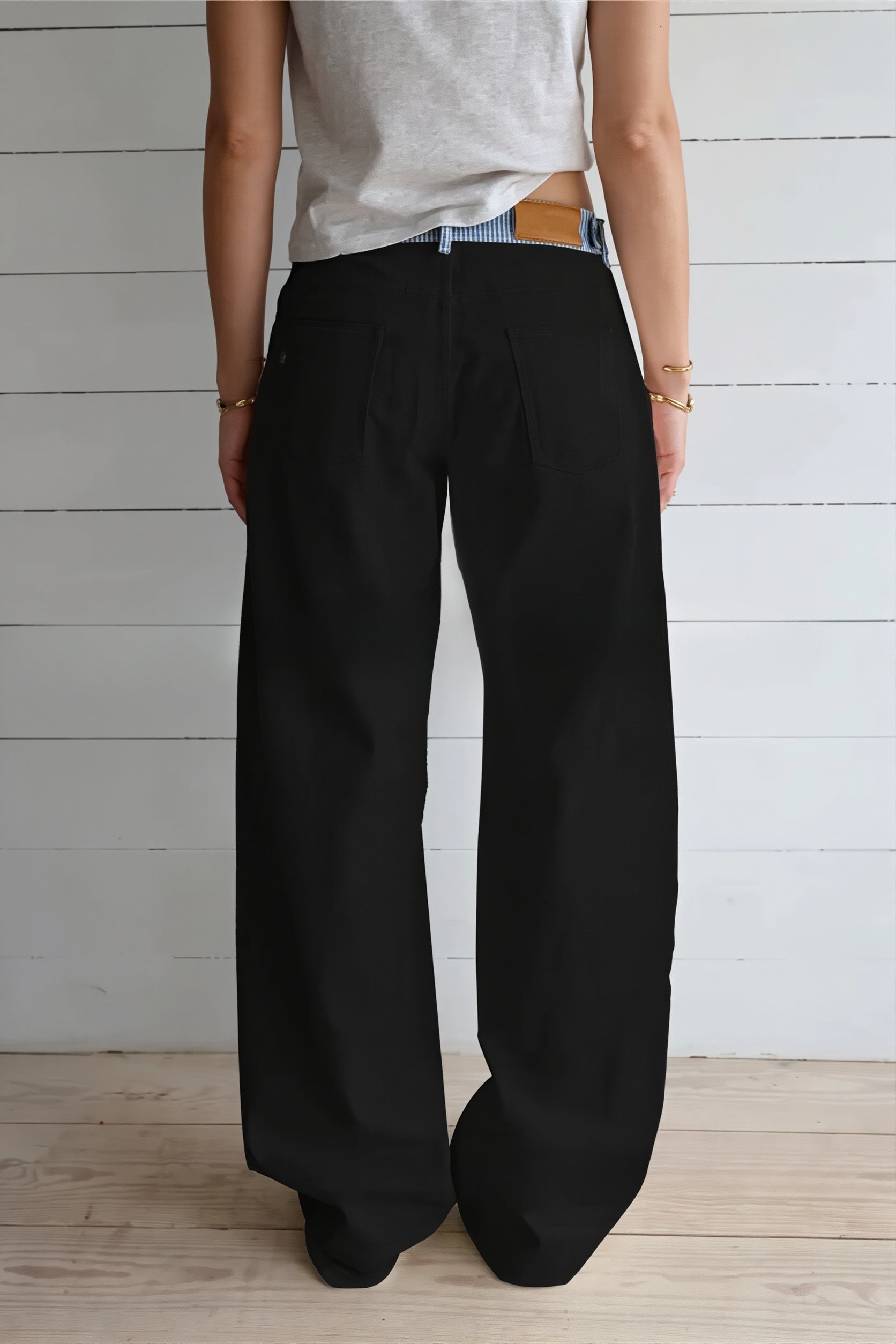Damen Straight-Leg-Hose mit Kontrastband am Beinabschluss