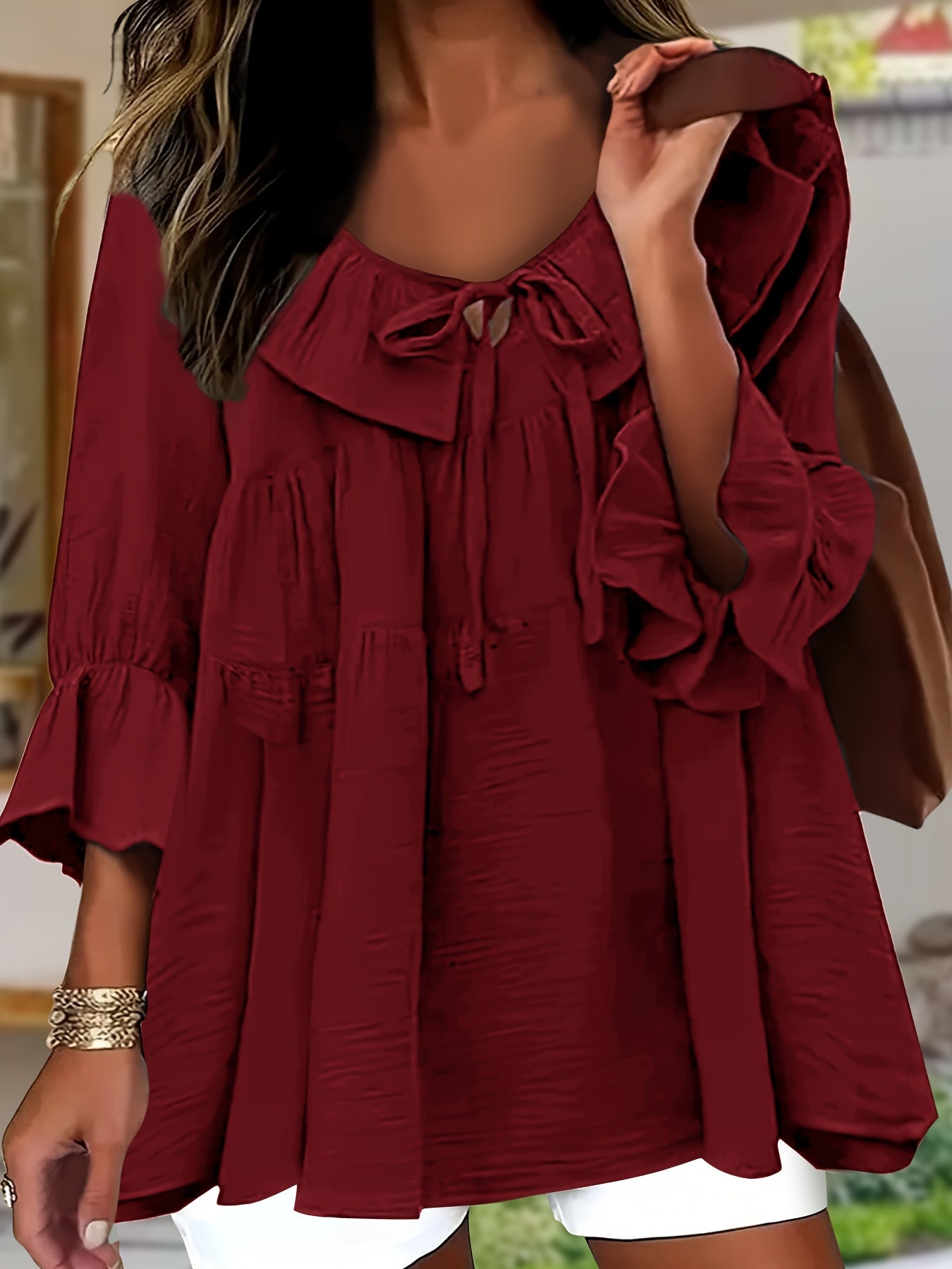 Elegante Bluse mit Rüschenkragen für Damen