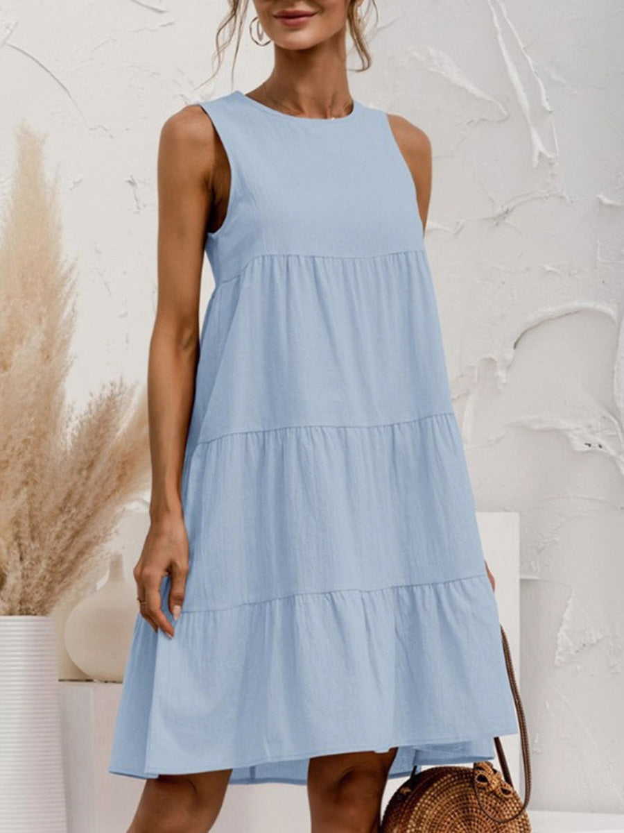 A-Linien-Minikleid für Damen mit schlichtem Design aus Rückenansicht