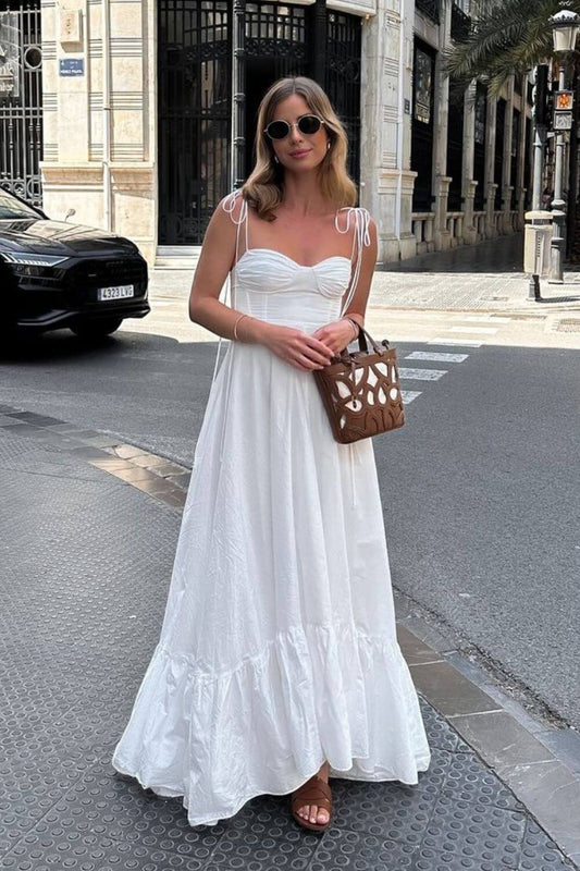 Polyester Knöchellanges langes Kleid Weiß