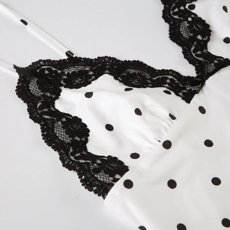 Ärmelloses langes Kleid mit Polka-Dots