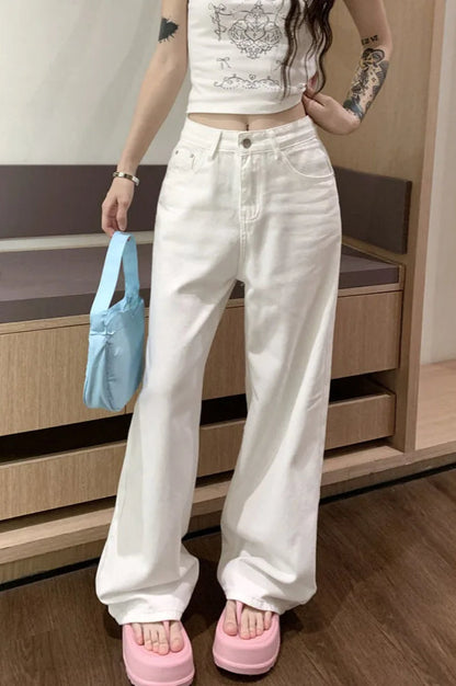 Damenjeans mit weitem Bein und Stickerei in Rosa, Detailansicht