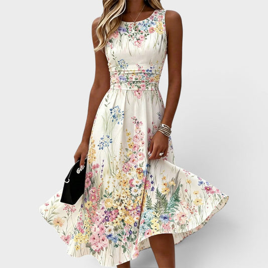 Ärmelloses Midikleid mit floralem Soft-Touch-Material