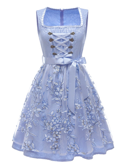 Traditional Women's Dirndl in Bavarian Blue