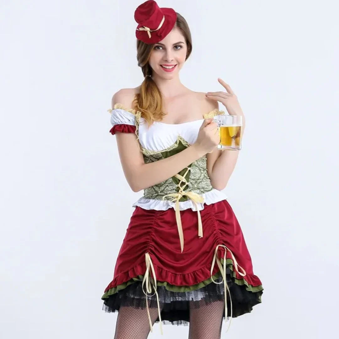 Damen-Dirndl mit detailreicher Schnürbrust in der Gesamtansicht