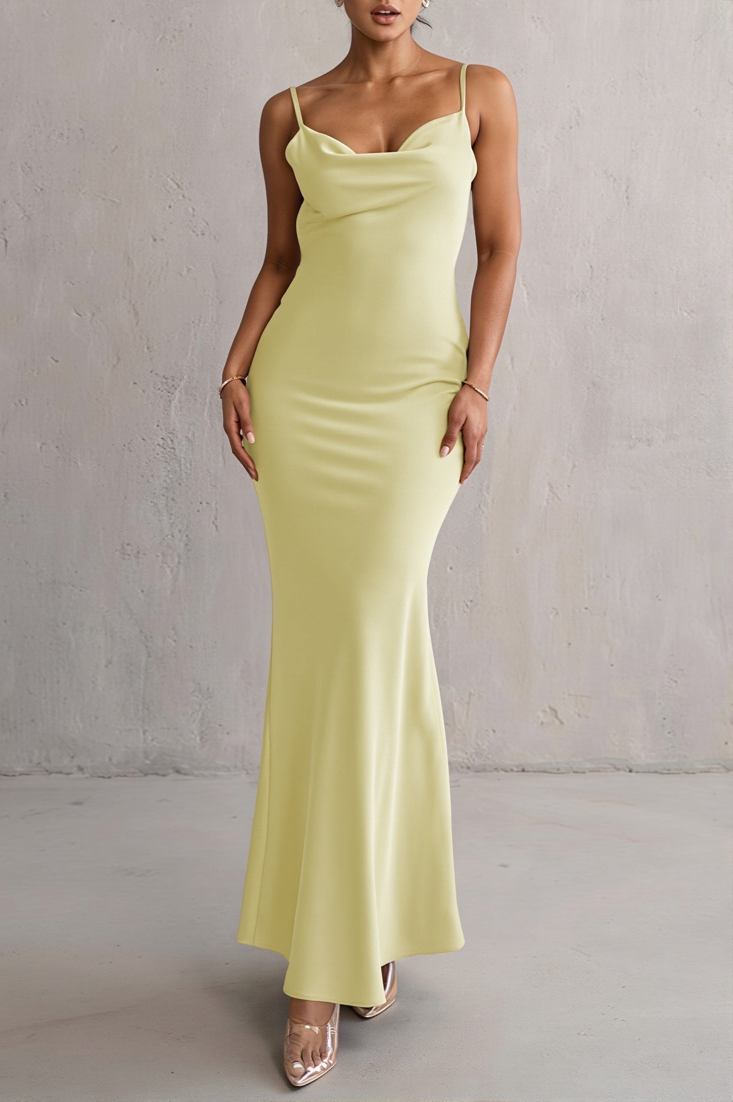 Damen Maxikleid Mit Wasserfallausschnitt Und Rückenausschnitt
