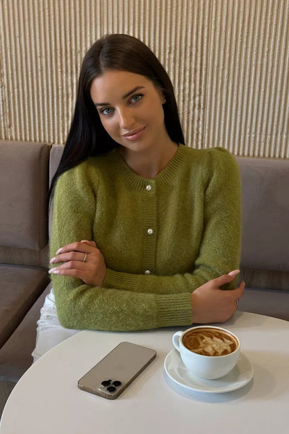 Strickcardigan Mit Rundhalsausschnitt Und Knopfleiste