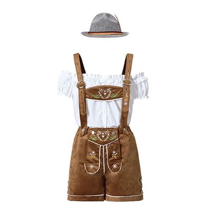Damen bestickte Samt-Latzshorts Bronze