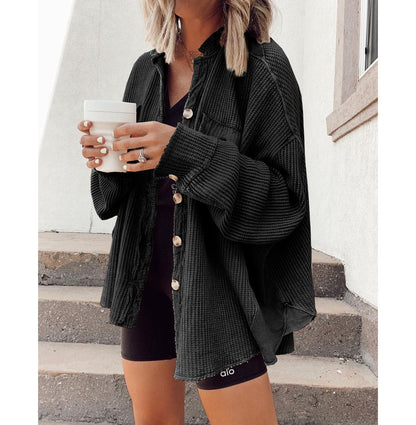 Damen Hemdjacke Mit Reverskragen Und Asymmetrischem Saum