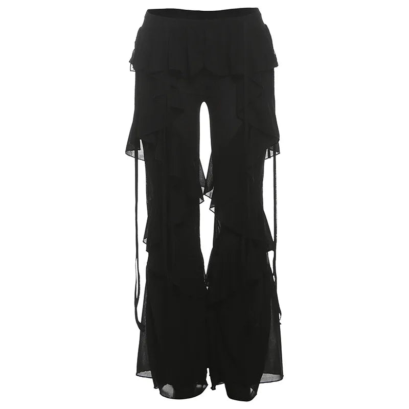 Damen Baumwollnetz Rüschenschal Wickelhose