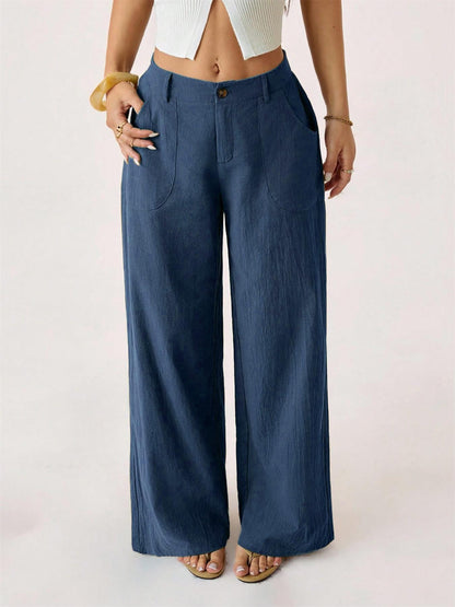Weite Hose aus Baumwoll-Leinen-Mischung mit hoher Taille