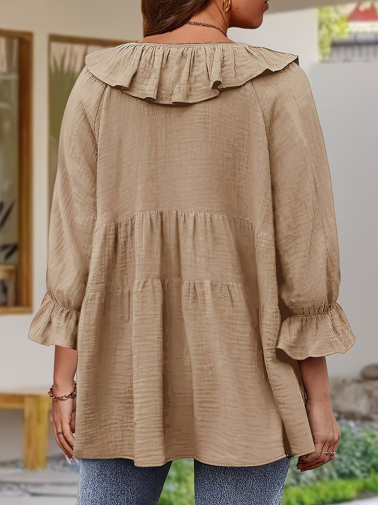 Elegante Bluse mit Rüschenkragen für Damen