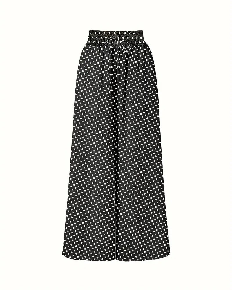 Damen weite lange Hose mit Polka Dot Print in Rückansicht