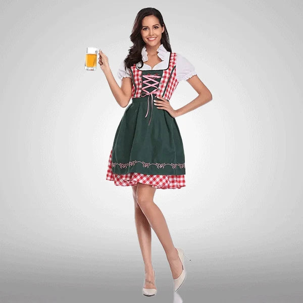 Traditionelles bayerisches kariertes Dirndlkleid Rot