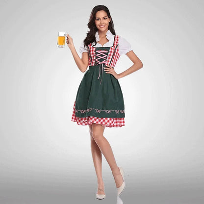 Traditionelles bayerisches kariertes Dirndlkleid Rot