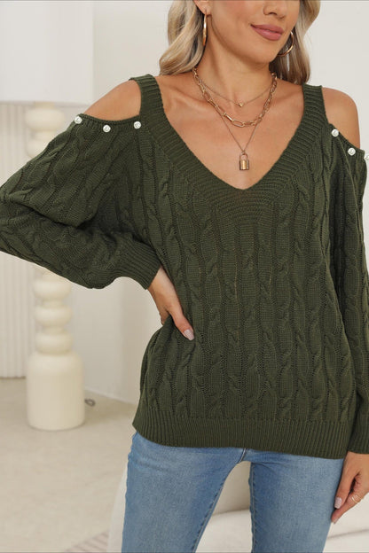 Strickpullover für Damen mit tiefem V-Ausschnitt und lässigem Schnitt