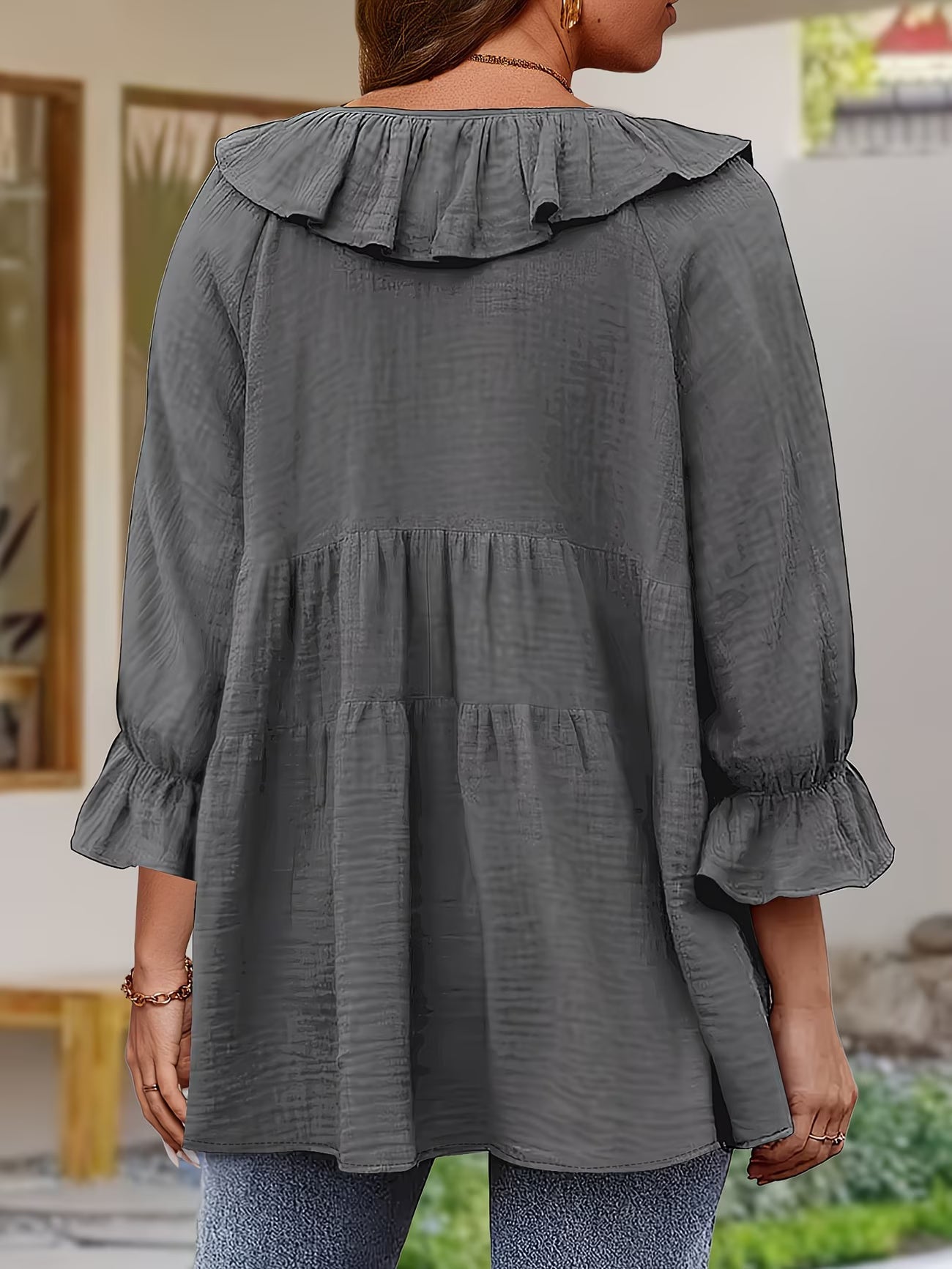 Elegante Bluse mit Rüschenkragen für Damen