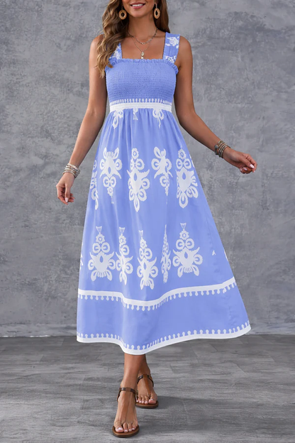 Künstlerisches geometrisches Maxikleid mit Raffung