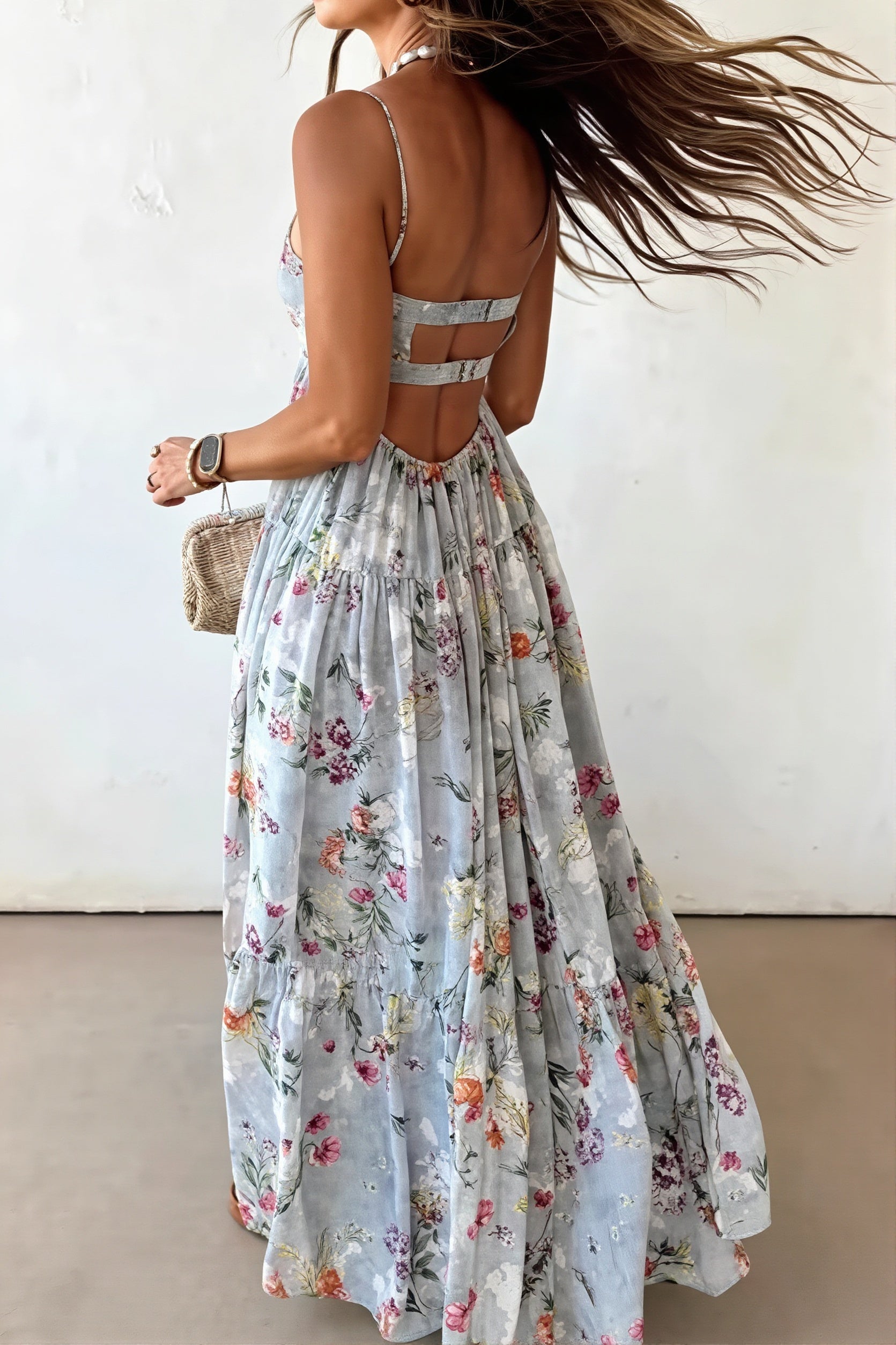 Damen-Sommerkleid im Boho-Stil mit floralem Print und luftiger Silhouette