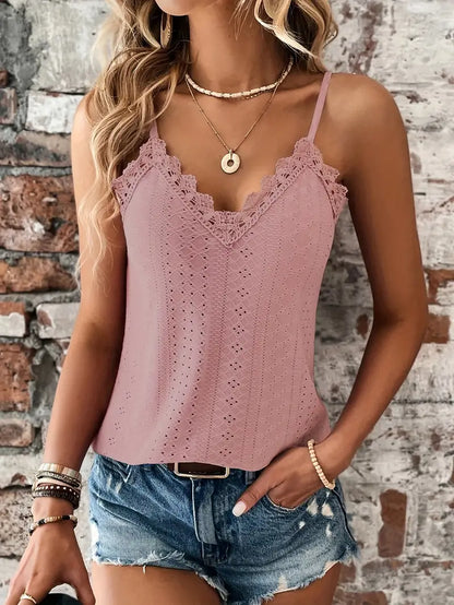 Sizzle Öse Kontrast Spitze Cami Top