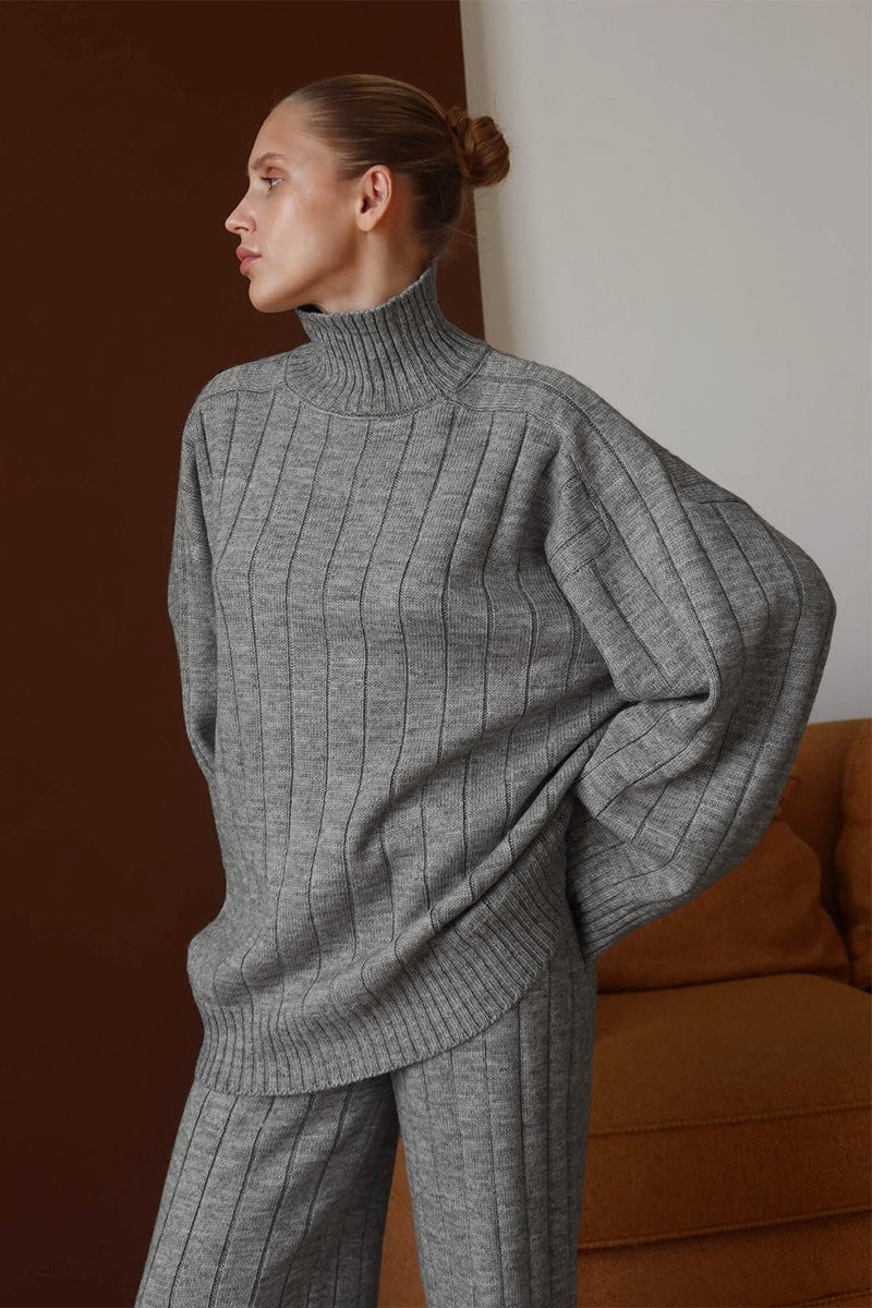 Rippstrickpullover für Damen mit bequemem Rollkragen