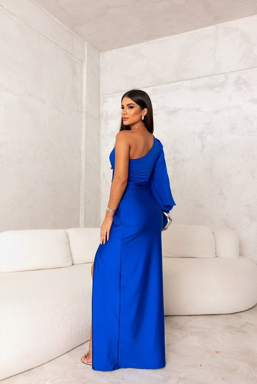 Maxikleid mit einer Schulter aus weichem Stoff