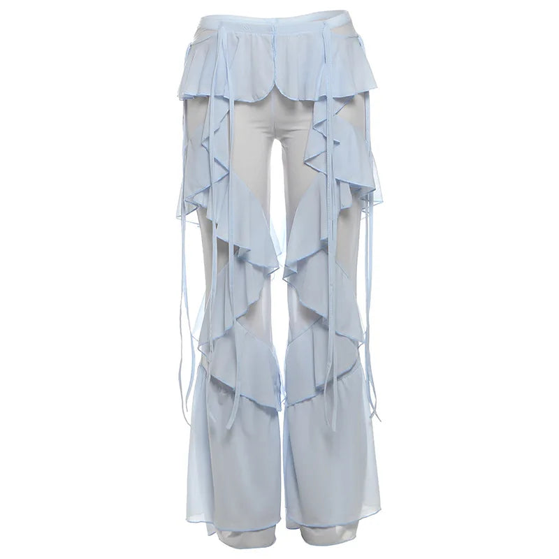 Damen Baumwollnetz Rüschenschal Wickelhose