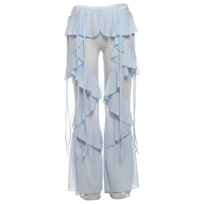 Damen Baumwollnetz Rüschenschal Wickelhose