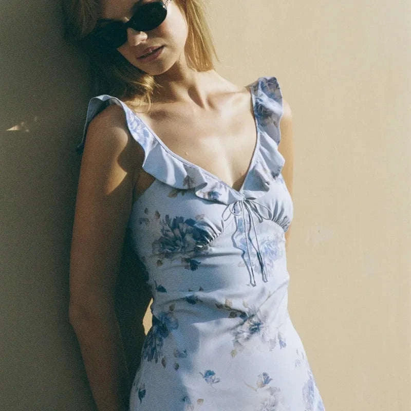 Florales Maxikleid mit tiefem Rückenausschnitt für den Sommer