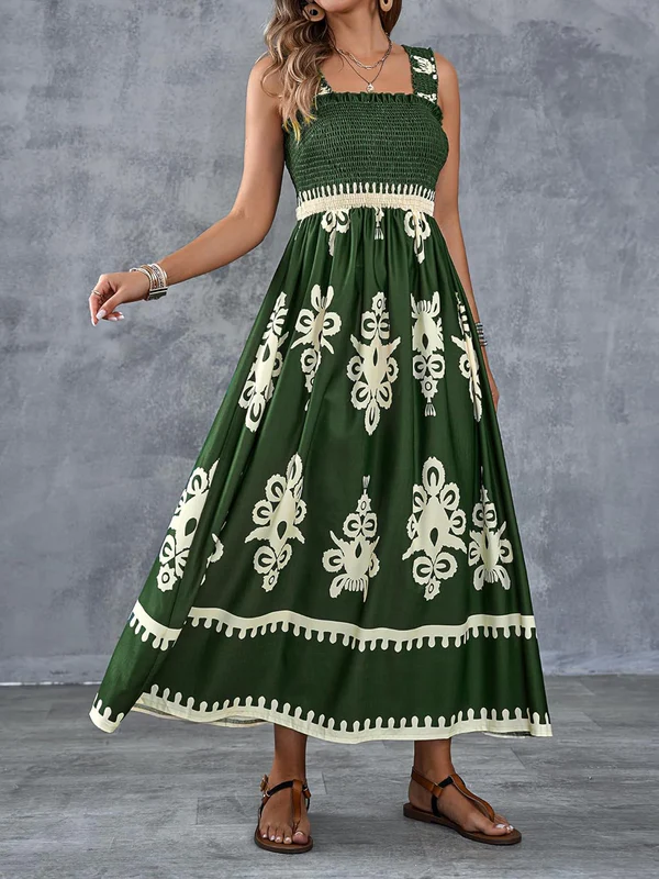 Künstlerisches geometrisches Maxikleid mit Raffung
