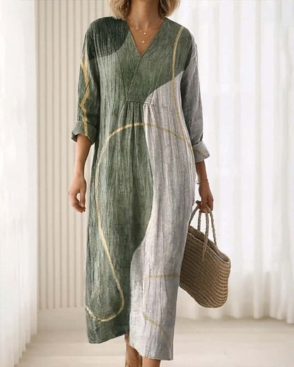 Damen Midikleid mit V-Ausschnitt und Midilänge in detailreicher Ansicht