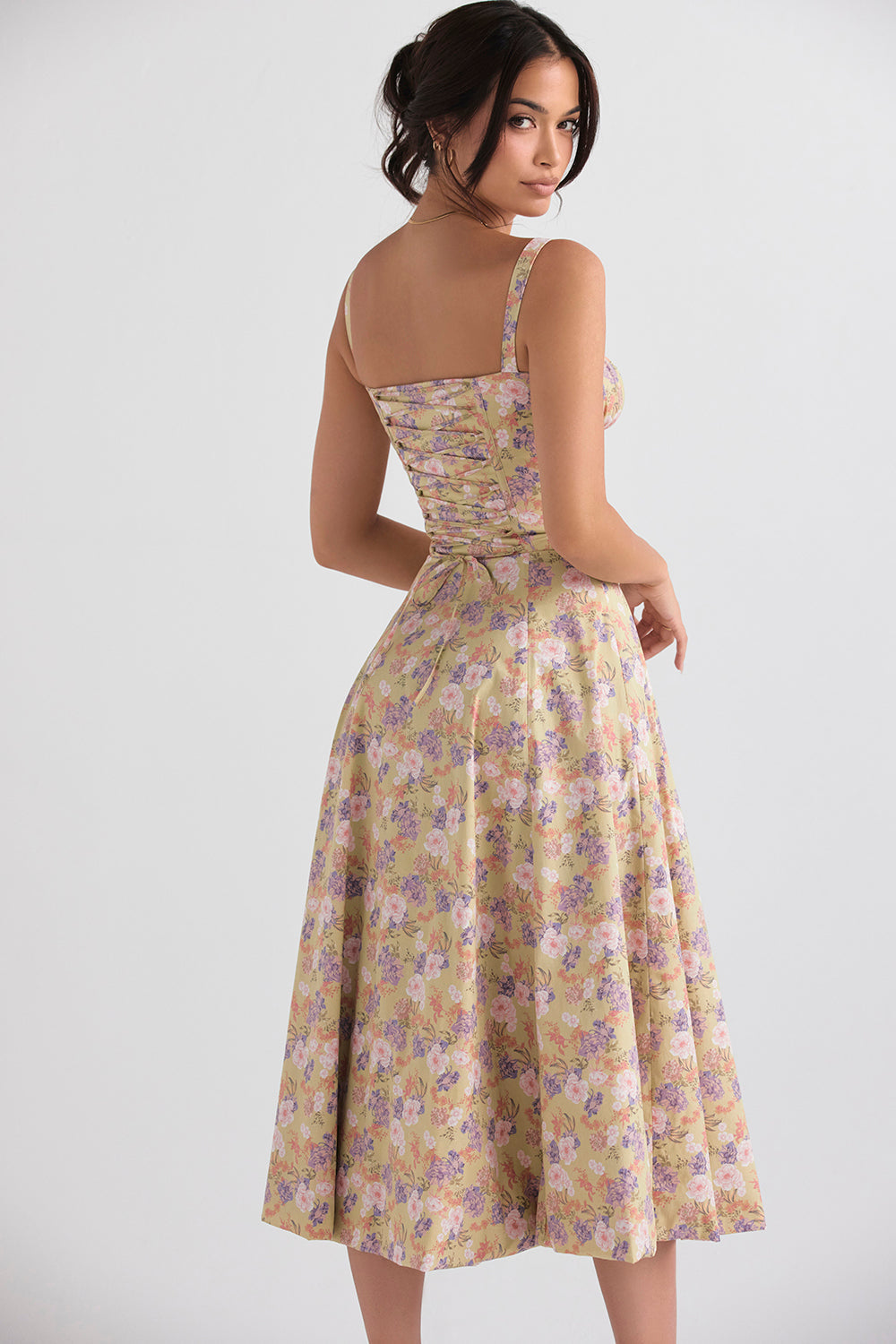 Florales Bustier-Midriff-Cutout-Bodycon-Kleid